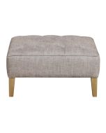 Pouf en frêne massif et tissu gris - Alfred