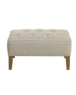 Pouf  en frêne et tissu mastic grisé capitonné - Alfred