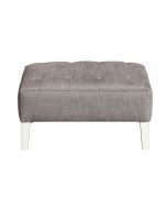 Pouf en hévéa massif et tissu gris - Alfred