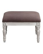 Pouf en hévéa massif et tissu marron - Édouard