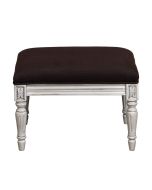 Pouf en hévéa massif et cuir synthétique chocolat - Édouard