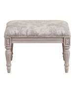 Pouf en hévéa massif et tissu toile de Jouy - Édouard