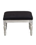 Pouf en hévéa massif et tissu anthracite - Édouard