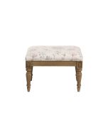 Pouf en frêne massif et tissu fleurs opaline - Édouard