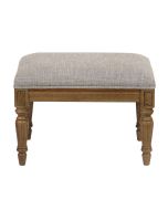 Pouf en tissu losange gris et hévéa massif - Edouard