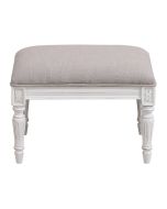 Pouf en hévéa massif et tissu Lin beige - Édouard