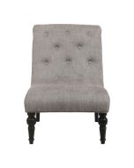 Fauteuil en tissu gris chambray et hévéa massif noir - Léopold