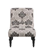 Fauteuil en tissu Arabesque et hévéa massif noir - Léopold