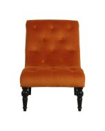 Fauteuil en tissu velours safran et hévéa massif noir - Léopold