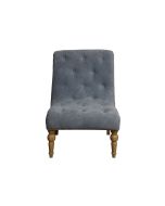 Fauteuil en tissu Velours bleu gris et frêne massif - Léopold