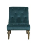 Fauteuil en tissu velours vert bleuté - Léopold