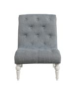 Fauteuil en tissu bleu chambray - Léopold