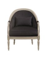 Fauteuil en hévéa et tissu anthracite - Louis