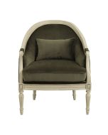 Fauteuil cabriolet en tissu velours kaki - Louis
