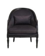 Fauteuil en hévéa noir et tissu gris anthracite - Louis