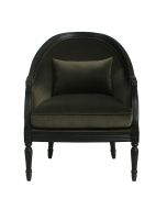 Fauteuil en hévéa noir et velours kaki - Louis