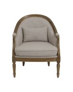 Fauteuil cabriolet en frêne et tissu beige - Louis