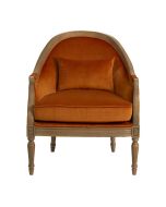 Fauteuil en velours safran et frêne massif - Louis