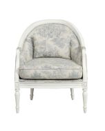 Fauteuil cabriolet en tissu toile de Jouy - Louis