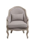 Fauteuil cabriolet en hévéa massif et tissu Lin beige - Constant