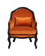 Fauteuil cabriolet en hévéa et tissu velours jaune safran - Constant