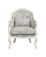 Fauteuil cabriolet en hévéa et tissu toile de Jouy - Constant