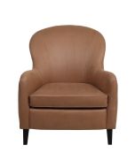 Fauteuil en hévéa et cuir synthétique cognac - Oscar