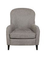 Fauteuil en hévéa et tissu gris chambray - Oscar