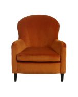 Fauteuil en hévéa et tissu velours safran - Oscar