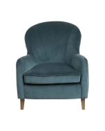 Fauteuil en frêne et tissu velours vert bleuté - Oscar