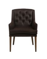 Fauteuil de table en cuir synthétique chocolat - Joseph