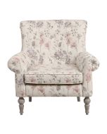 Fauteuil en tissu fleurs opaline - Émile