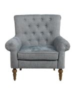 Fauteuil en tissu bleu chambray et frêne massif - Emile
