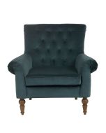 Fauteuil en frêne et velours vert bleuté - Émile