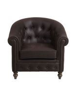 Fauteuil cabriolet en frêne massif et cuir synthétique chocolat - Théodore