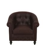 Fauteuil cabriolet en cuir synthétique chocolat avec pieds noirs - Théodore