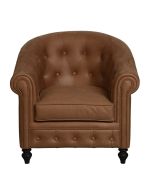 Fauteuil cabriolet en cuir synthétique cognac - Théodore