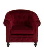 Fauteuil en velours lie de vin et hévéa massif noir - Théodore