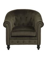 Fauteuil cabriolet en velours kaki - Théodore