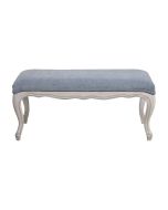 Banc ottoman en tissu velours bleu gris sans capitons - Gaspard