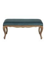 Banc ottoman en tissu velours vert bleuté sans capitons - Gaspard