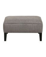 Pouf en frêne et en tissu gris chambray - Alfred