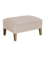 Pouf en chêne et tissu lin beige - Alfred