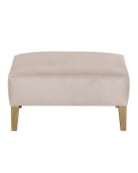 Pouf en chêne et tissu lin beige - Alfred