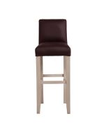 Chaise haute personnalisable en cuir synthétique chocolat et piètement Château - Ariane