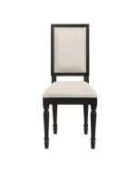 Chaise en tissu mastic grisé et hévéa massif noir - Honorine