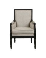Fauteuil en tissu mastic grisé et hévéa noir - Honoré