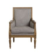 Fauteuil en frêne massif et tissu gris chambray - Honoré