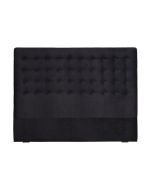 Tête de lit capitonnée 140/160 cm en hévéa et tissu velours anthracite - Capucine
