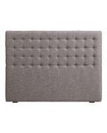 Tête de lit capitonnée 140/160 cm en hévéa et tissu gris chambray - Capucine